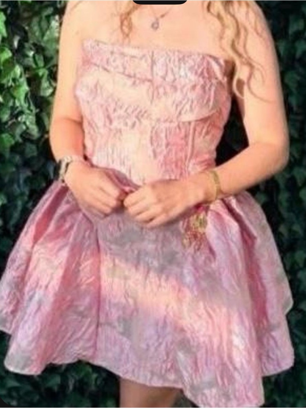 Fashion Nova Iridescent Pink Strapless Party Dress